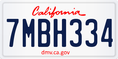 CA license plate 7MBH334