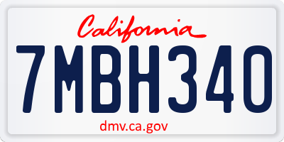 CA license plate 7MBH340