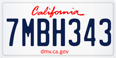 CA license plate 7MBH343