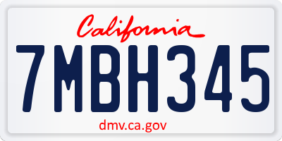 CA license plate 7MBH345