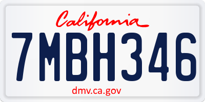 CA license plate 7MBH346