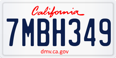 CA license plate 7MBH349