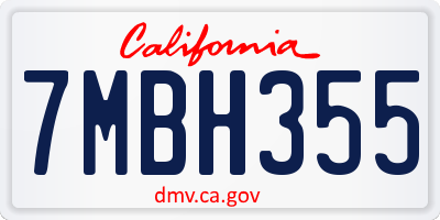 CA license plate 7MBH355