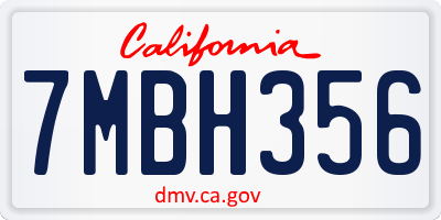 CA license plate 7MBH356