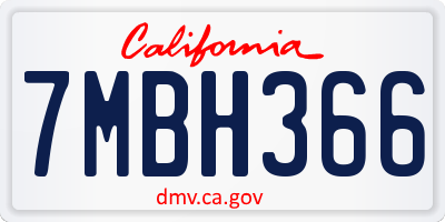 CA license plate 7MBH366