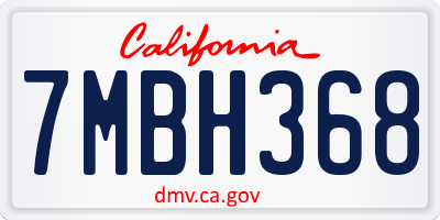 CA license plate 7MBH368