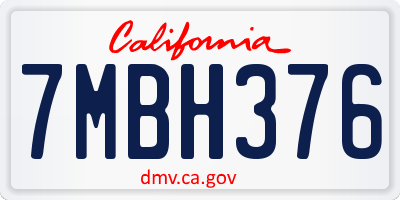 CA license plate 7MBH376