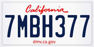 CA license plate 7MBH377