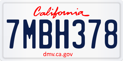 CA license plate 7MBH378