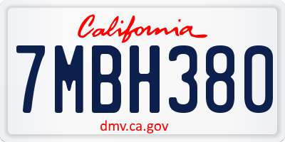 CA license plate 7MBH380