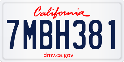 CA license plate 7MBH381