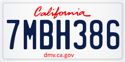 CA license plate 7MBH386
