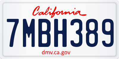 CA license plate 7MBH389