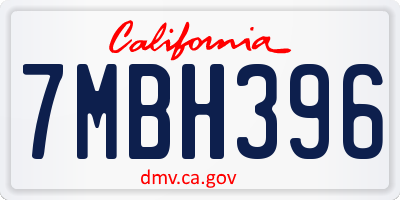 CA license plate 7MBH396