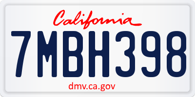 CA license plate 7MBH398