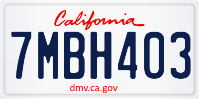 CA license plate 7MBH403