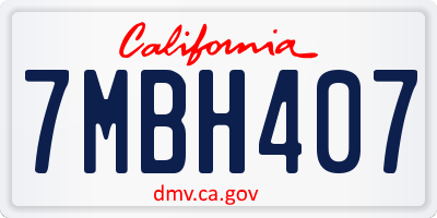 CA license plate 7MBH407