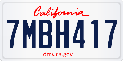 CA license plate 7MBH417