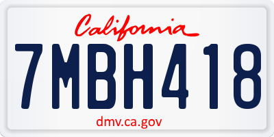 CA license plate 7MBH418
