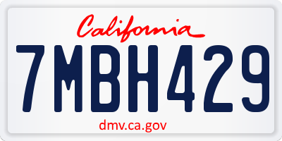 CA license plate 7MBH429
