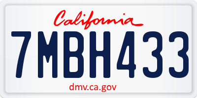 CA license plate 7MBH433