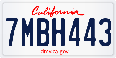 CA license plate 7MBH443