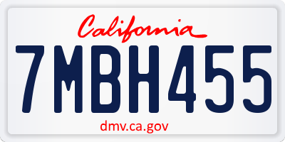 CA license plate 7MBH455