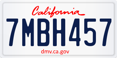 CA license plate 7MBH457