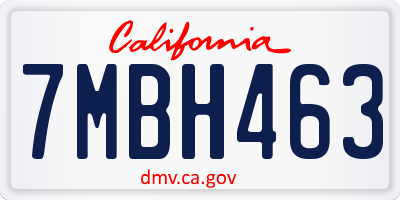 CA license plate 7MBH463