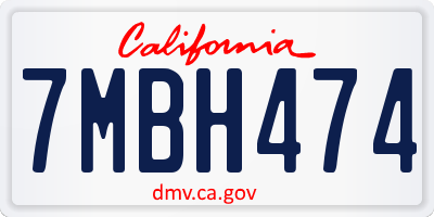 CA license plate 7MBH474