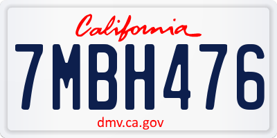 CA license plate 7MBH476