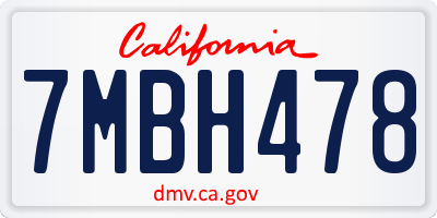 CA license plate 7MBH478