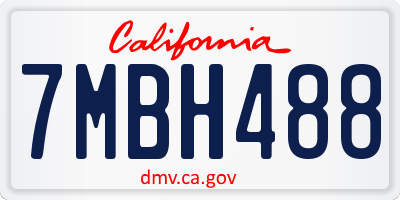 CA license plate 7MBH488
