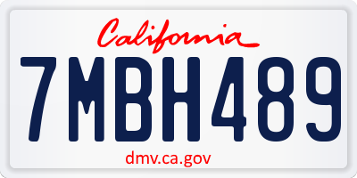 CA license plate 7MBH489