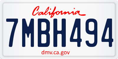 CA license plate 7MBH494