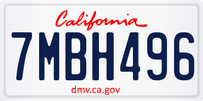 CA license plate 7MBH496