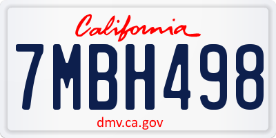 CA license plate 7MBH498
