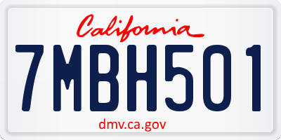 CA license plate 7MBH501