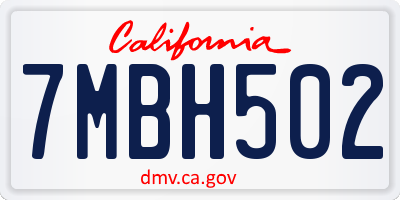 CA license plate 7MBH502