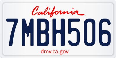 CA license plate 7MBH506