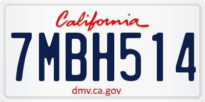 CA license plate 7MBH514