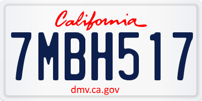 CA license plate 7MBH517