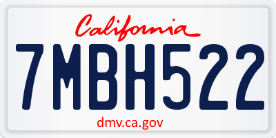 CA license plate 7MBH522