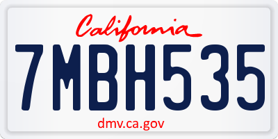 CA license plate 7MBH535