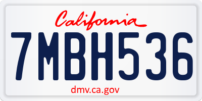 CA license plate 7MBH536