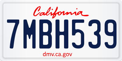 CA license plate 7MBH539