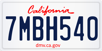 CA license plate 7MBH540