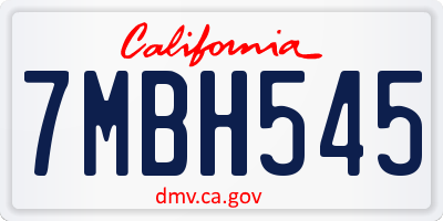 CA license plate 7MBH545