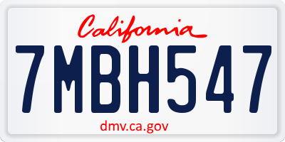 CA license plate 7MBH547