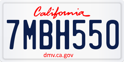 CA license plate 7MBH550